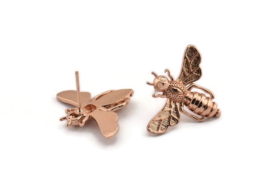 Buy Rose Gold Bee Earring 2 Rose Gold Plated Brass Bee Stud