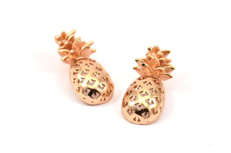 20x9x4.3mm N255 Q049 3 Rose Gold Plated Brass Pineapple Pendants Rose Gold Pineapple Pendant