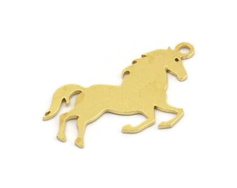 Brass Horse Charm, 12 Raw Brass Horse Shaped Charms With 1 Loop (24x19x0.60mm) A4387