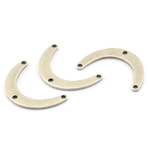 Silver Boomerang Charm, 24 Antique Silver Plated Brass Boomerang Connectors With 3 Holes, Findings (20x13x4x0.80mm) D1385