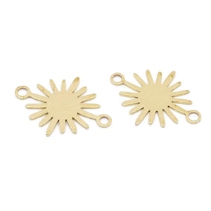 Messing Sunny Verbinder, 100 Messing Verbinder mit 2 Ösen (18x13x0.60 mm) D0570