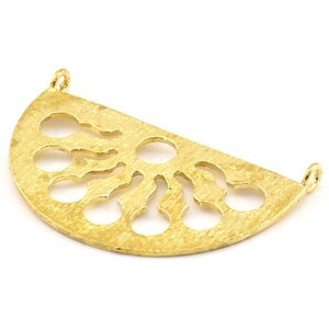 Brass Ethnic Pendant, 2 Raw Brass Semi Circle Pendant With 2 Loops (38x21x1mm) BS 1941