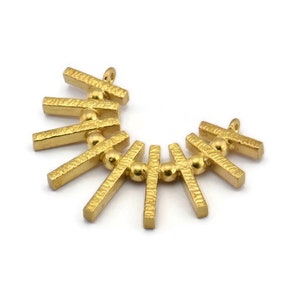 Brass Fringed Pendant, 2 Raw Brass Textured Fringed Pendant With 2 Loops (30x38x3mm) BS 1960