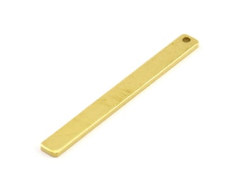 Rectangle Stamping Blank, 12 Raw Brass Rectangle Stamping Blanks With 1 Hole Pendants (50x5x1.5mm) A0768
