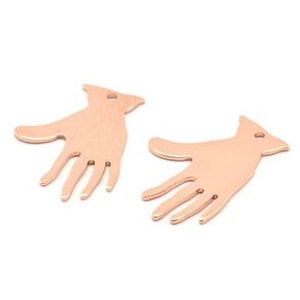 Ciondoli a mano in oro rosa, 4 ciondoli a mano in ottone placcato oro rosa con texture con 1 foro (25x17x0,80 mm) D0655