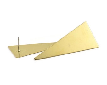 Brass Triangle Earring, 6 Raw Brass Triangle Stud Earrings (54x23x0.70mm) C005 A1695