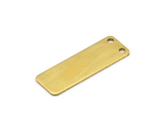 Brass Necklace Bar, 12 Raw Brass Rectangle Stamping Blank, Pendant with 2 Holes (30x10x0.80mm) b0135