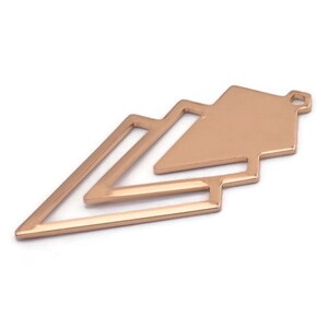 Rose Gold Triangle Charm, 2 Rose Gold Plated Brass Diamond Charms With 1 Loop (49x22x1mm) M01162