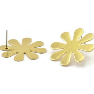 Brass Diasy Earring, 6 Raw Brass Flower Stud Earrings (28x0.80mm) N0680 A2100