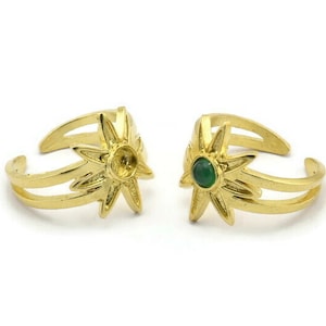 Brass Ring Setting, Raw Brass Flower Ring With 1 Stone Settings - Pad Size 4mm N2007