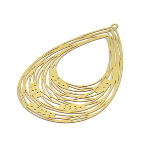 Brass Earring Charm ,4 Raw Brass Textured Drop Earring Charms With 1 Loop Pendants, Findings (67x41mm) E484