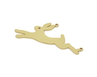 Brass Rabbit Charm, Raw Brass Rabbit Charms With 2 Loops, Bunny Findings (16x42x0.80mm) SMP2651