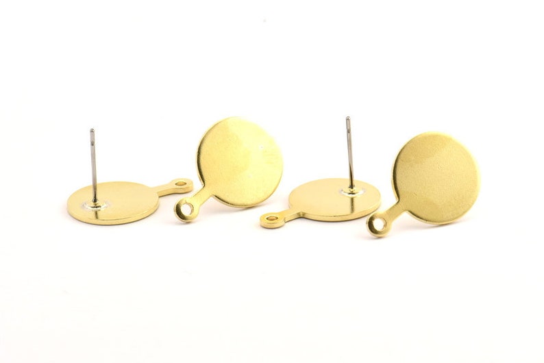 D754 A1304 8 Raw Brass Round Stamping Blanks With 1 Loop 20x14x1mm Stud Earrings Brass Round Earring