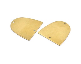 D Shaped Charm, 24 Raw Brass D Shaped Connectors With 2 Holes, Earrings, Findings (20x20x0.50mm) D0806