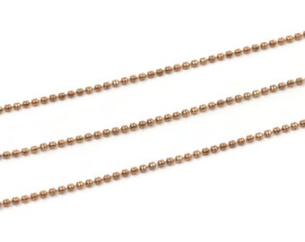 Rose Gold Ball Chain, 1 Meter Rose Gold Plated Brass Ball Chain (1.3mm) Z076 Q0394