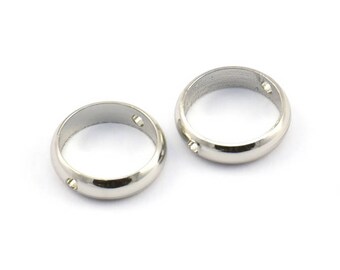 10mm Circle Connector, 25 Silver Tone Circle Ring Connector With 2 Holes, Findings (10x2.5mm) BS 1851 H0509