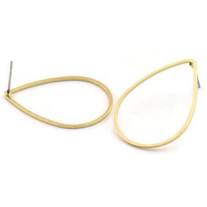 Brass Drop Earring, 10 Raw Brass Drop Stud Earrings (32x22x0.8mm) Bs 1137 A1751