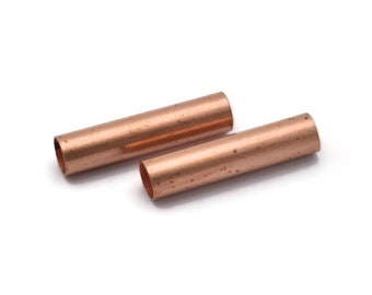 Copper Tube Bead, 12 Raw Copper Tube Beads (7x30mm) D0534