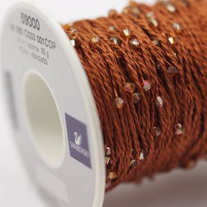 1 Spool - 50 Meters - Swarovski Crystal Cotton Yarn, Crystal Copper