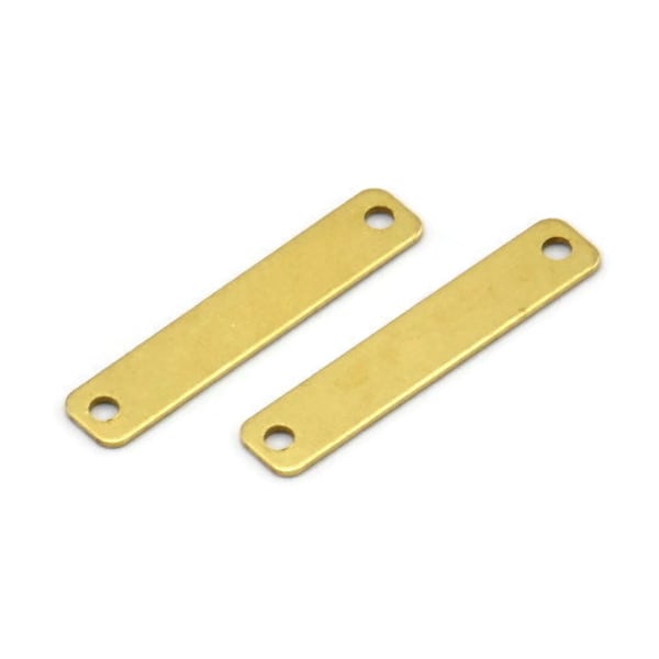 Brass Rectangle Connector, 100 Raw Brass Rectangle Connector Charms Geometric Findings With 2 Holes (20x4mm) Brs 657 A0270