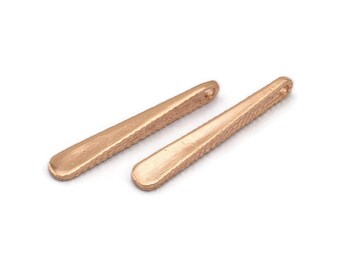 Hammered Bar Pendant, 3 Rose Gold Plated Brass Hammered Bar Pendant, Earring Drops  (32x5mm) N0470 Q0377