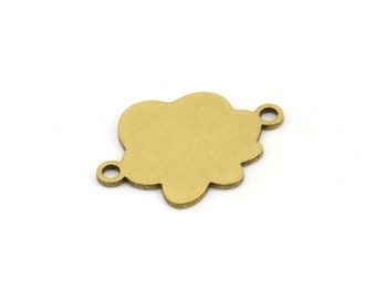 Brass Cloud Charm, 24 Raw Brass Cloud Shaped Connectors With 2 Loops, Earring Charms (17x12x0.60mm) A3328