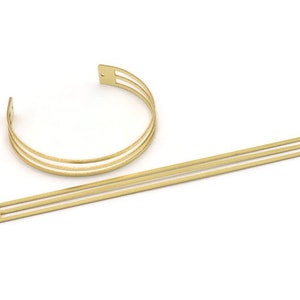 Brass Bracelet Blank, 2 Raw Brass Flat Bracelet With 2 Holes, Bracelet Findings (145x10x1mm) SMP0848 A3005
