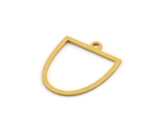 Gold D Shaped Charm, 12 Gold Plated Brass D Shaped Charms With 1 Loop, Earrings, Findings (18x15x0.60mm) A4424