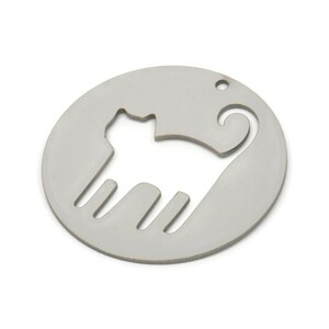 Steel Round Charm, Stainless Steel Cat Charms With 1 Hole, Findings (30x0.80mm) SMP2384