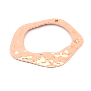 Rose Gold Circle Charm, 2 Rose Gold Plated Brass Hammered Circle Charms With 1 Hole, Earrings, Findings (31x30x0.60mm) D0676 Q0183