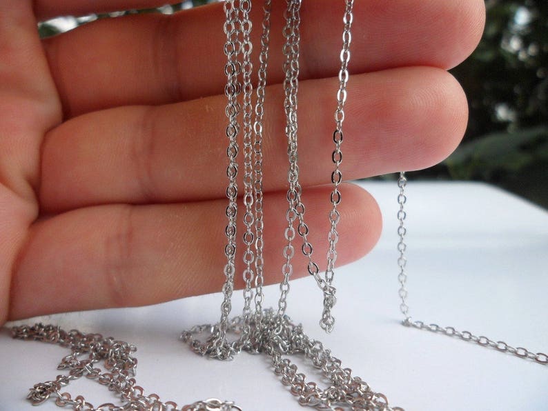 Silver Brass Chain, 10 Meters 33 Feet 1.5x2mm Silver Tone Brass Soldered Chain Y005 Z015 image 4