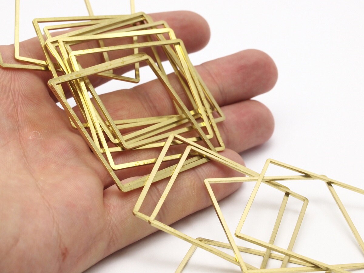 Square Connector Rings Square Ring Charm, 6 Raw Brass Square Connectors (42mm) Bs 1310 - Etsy