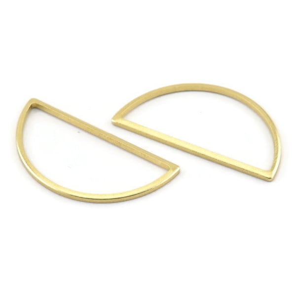 Brass Half Moon, 25 connettori Semi Circle in ottone grezzo (14x28x1mm) A1700