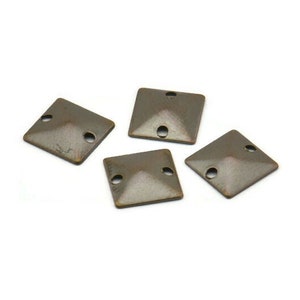 Brass Cambered Charms, 50 Antique Brass Square Cambered with 2 Holes Connectors, Findings, Charms  (9mm) Pen 498  K122