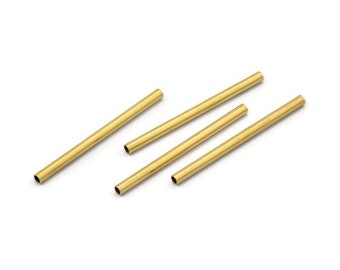 Brass Plain Tubes - 50 Raw Brass Tube Beads (2x30mm) Bs 1434
