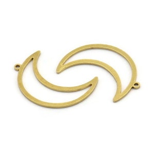 Brass Moon Charm, 12 Raw Brass Crescent Moon Charms With 1 Loop (30x10x1mm) A3772