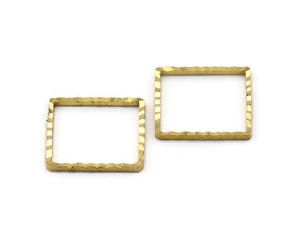 Textured Square Finding, 50 Raw Brass Textured Square Findings (16mm) A0577