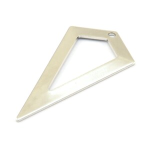 Silver Triangle Pendant, 3 Silver Tone Triangle Pendants With 1 Hole, Charms, Earrings (38x20x0.8mm) U149 H0571