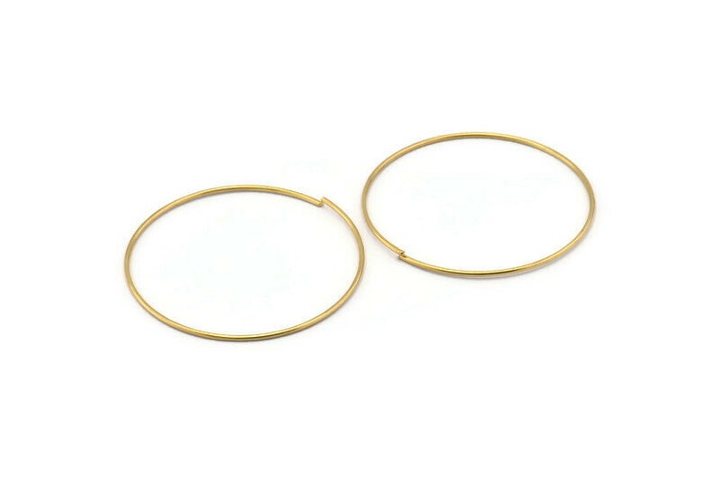 Brass Wire Hoop 12 Raw Brass Wire Hoops 50x1.2mm Bs 1232 image 2