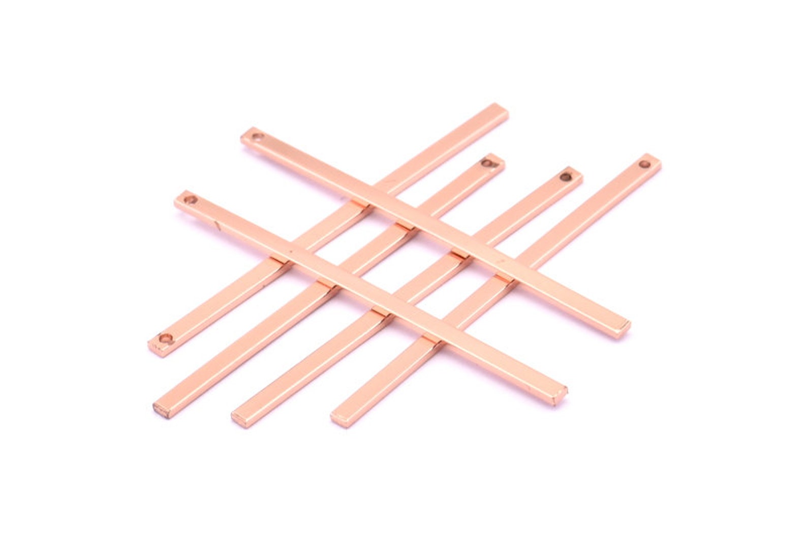 Rose Gold Bar 6 Rose Gold Plated Brass Bars 45x2x1mm Bs Etsy
