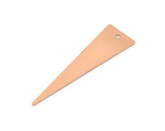 Long Triangle Charm, 4 Rose Gold Plated Brass Triangle Charms, Pendant, Finding for Necklace, Bracelet (14x50x0.80mm) A0792 Q0176