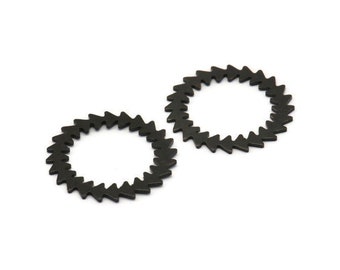 Black Circle Charm, 2 Oxidized Black Brass Circle Charms, Black Connectors, Findings, Connectors (25x0.80mm) M01615