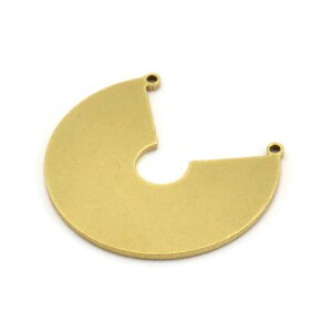 Brass Circle Pendant, 4 Raw Brass Circle Pendant With 2 Loops, Findings (27.5x31x1.2mm) E087