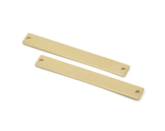 Pingente retangular de latão, pingente retangular de latão bruto com 2 furos, conectores, acessórios para brincos (41x5x1mm) A5833