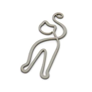 Steel Cat Charm, Stainless Steel Cat Charms With 1 Loop, Findings (30x11x0.80mm) SMP2579
