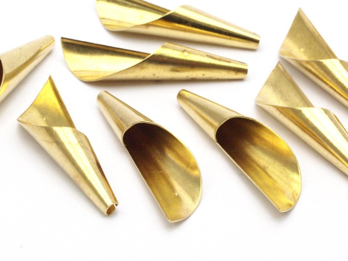 Cone Bead Caps 10 Raw Brass Cone Bead Caps 40mm Bs 1303 Etsy