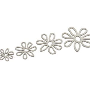 Steel Flower Charm, Stainless Steel Flower Charms, Findings (15/20/24/29x0.80mm) SMP2234