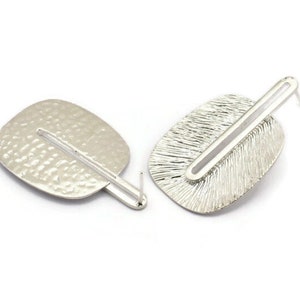 Silver Earring Post, 2 Posts 925 Silver Textured Earrings (43x28x0.80mm) N0710