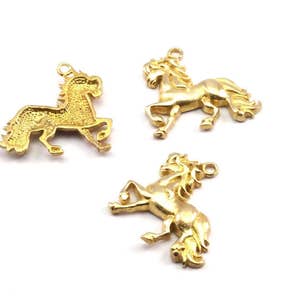 Brass Horse Charm, 2 Raw Brass Horse Charms, Pendants, Jewelry Findings (26x25mm) N0247