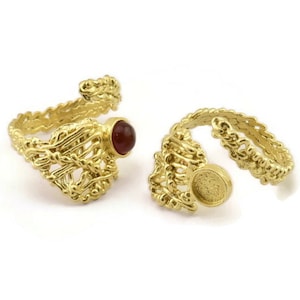 Brass Ring Setting, Raw Brass Adjustable Rings With 1 Stone Settings - Pad Size 6mm N2553